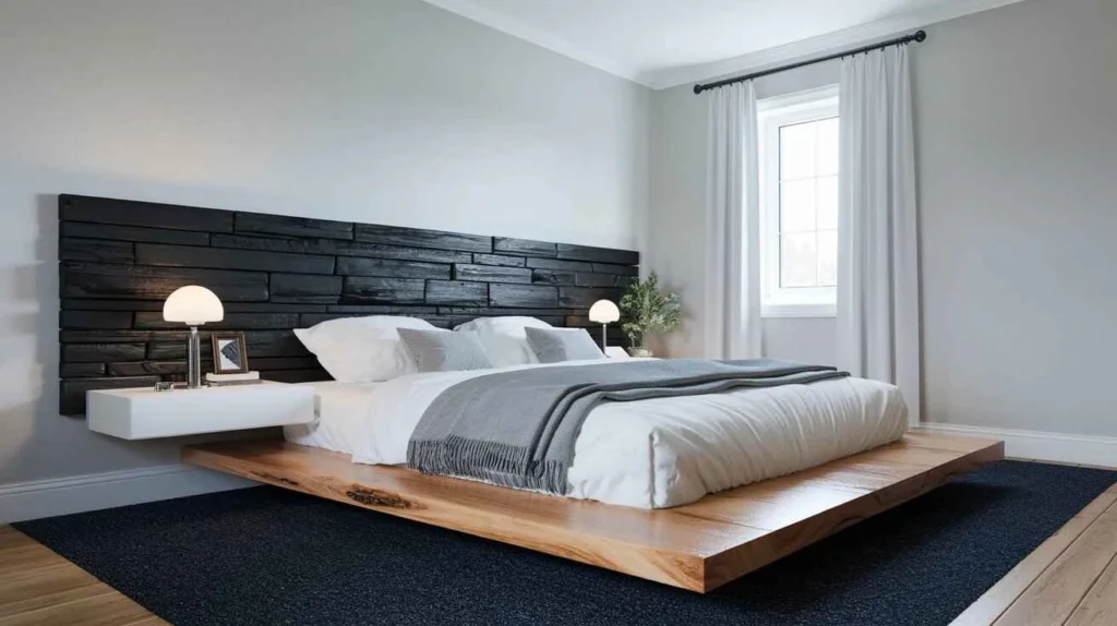 15 Luxury Bedroom Design: White Black Headboard Minimal Style