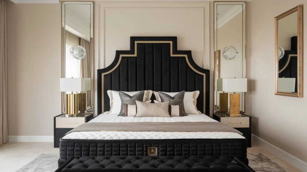 15 Luxury Bedroom Design: White Black Headboard Minimal Style
