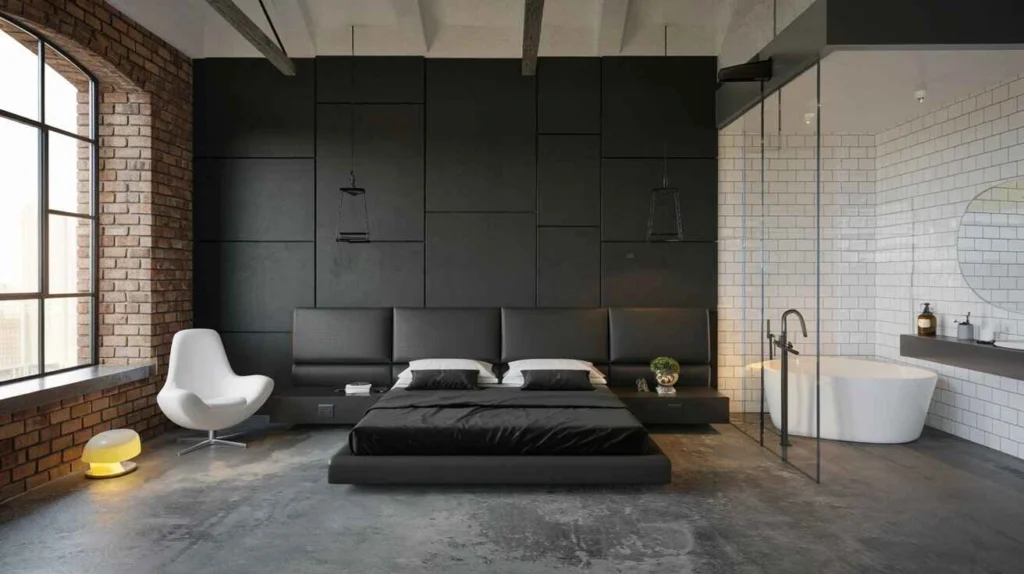 15 Luxury Bedroom Design: White Black Headboard Minimal Style
